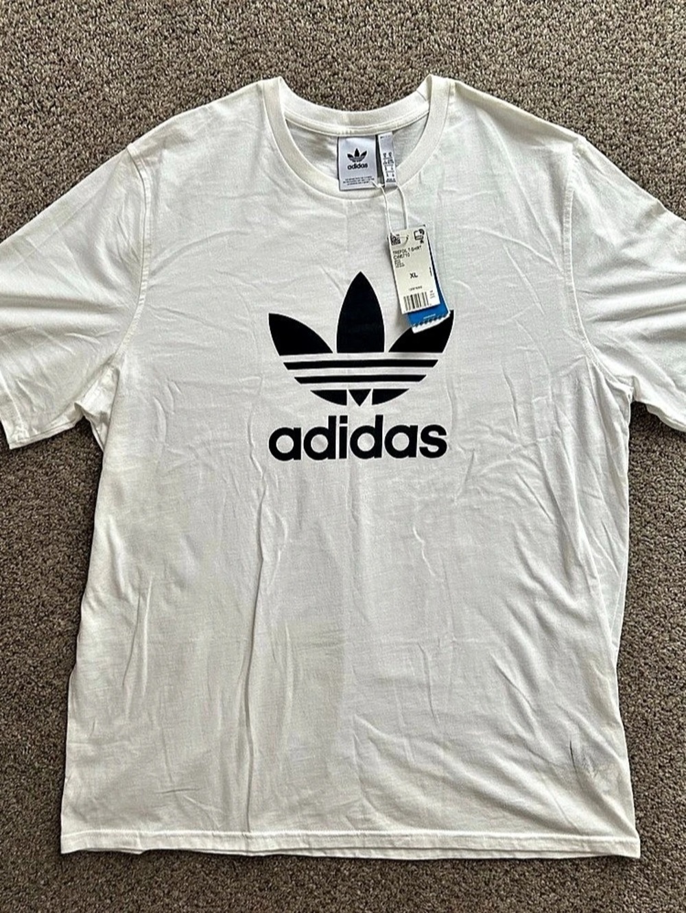 NEW Men's Adidas Logo Graphic T Shirt XL / Extra Large - White Black Streetwear